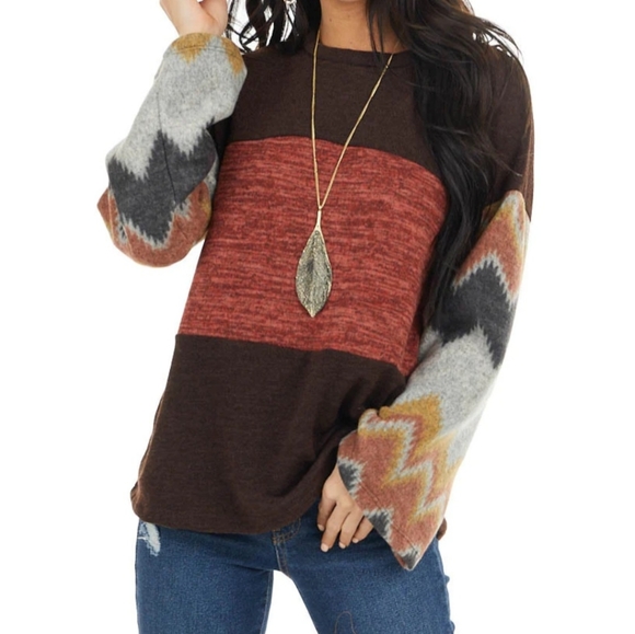 NWOT Rae Mode Chevron Sweater sz L - Picture 5 of 5